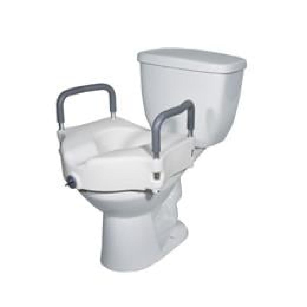 Image for product - Elevated Raised Toilet Seat With Removable Padded Arms Image for product - Elevated Raised Toilet Seat With Removable Padded Arms