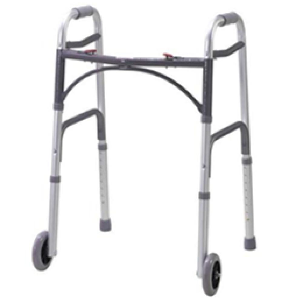Image for product - Deluxe Folding Walker, Two Button with Wheels Image for product - Deluxe Folding Walker, Two Button with Wheels