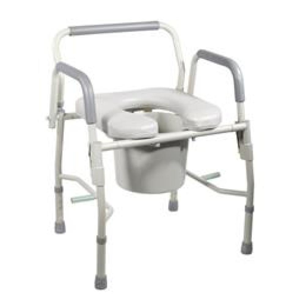 Image for product - Steel Drop Arm Bedside Commode With Padded Seat & Arms