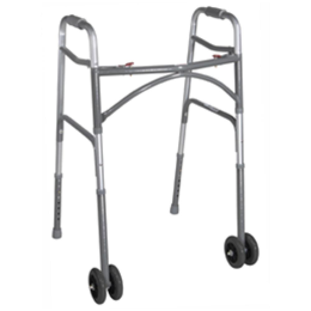 Image for product - Bariatric Aluminum Folding Walker, Two Button with Heavy-Duty Wheels
