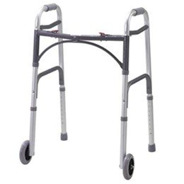 Image for product - Deluxe Folding Walker, Two Button with Wheels thumbnail